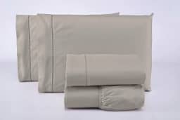 Jogo Lençol Casal 3 Peças 400 Fios 100% Algodão Premium (Bege)