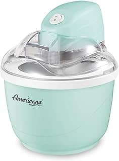 Maxi-Matic EIM-520, máquina elétrica caseira fácil automática, calha de ingredientes, interruptor liga/desliga, sem necessidade de sal, sorvete cremoso, gelato, iogurte congelado ou sorbet, 1 litro, azul