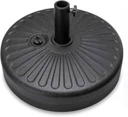 Base Suporte JX022-01 Redonda Para Guarda-sol Ombrelone Piscina Jardim - Preenchível Com Água Areia 22kg, Plástico PE, Tubo Haste de Aço Com Botão de Ajuste Para Mastros 1.5 a 1.9 pol