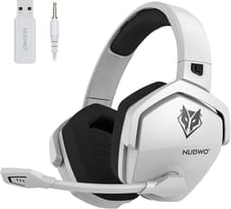 NUBWO Fone de ouvido para jogos sem fio com microfone para PC Ps5 Ps4, zero interferência, bateria de 100 horas para jogar o dia todo, sincronização de 23 ms para jogadores Fortnite e Call of Duty/FPS