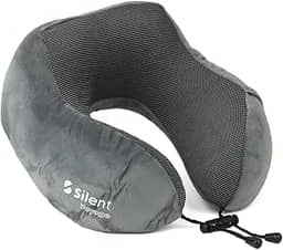 Travesseiro Apoio Encosto de Pescoço Silent para Viagem Ergonômico em Forma de U - Travesseiro,ótimo para viajar,dormir, relaxar em casa e no trabalho (Cinza)
