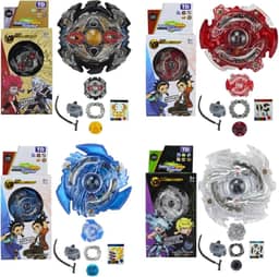 Beyblades Burst com Lançadores, 4 Piões de Metal e Plástico, Kit de Batalha com 4 Lançadores, para Crianças Acima de 4 Anos, 23 x 14.5 x 4 cm (Coleção D)