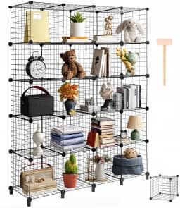 Estante Organizador Aramada Balcão de Atendimento Expositor de Loja 20 Nichos Prateleira Multiuso, Nichos Prateleira Aramada, Estante Organizadora Guarda Tudo, Preto