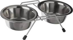 Chalesco Comedouro Duplo para Cães Cromado 240 ml