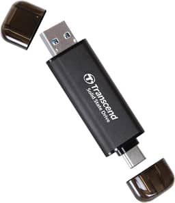 Transcend SSD externo de 256 GB, até 1.050 MB/s, pen drive USB duplo para iPhone, iPad e Mac; Windows e Android, tablet e PC, Smart TV, pen drive USB 3.2 geração 2, pen drive, 2 em 1 tipo C e cartão