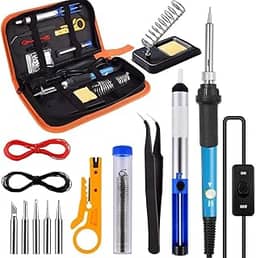 Ferro de Solda, Estação de Solda, Ferro de Solda 110v Kit de Ferro de Solda Eletrônicos, Ferramenta de Soldagem de Temperatura Ajustável de 60w, 5 Pontas de Solda, Bomba de Dessolda Sugador de Solda