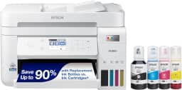 Epson EcoTank ET-3843 Impressora Supertank colorida sem cartucho, sem cartucho, com scanner, copiadora, ADF e Ethernet - para o melhor escritório em casa, branco