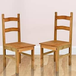Duas Cadeiras de Madeira Maciça Marrom Antique - 99,5 Alt X 40,8 Larg X 47,4 Prof - Cadeira para Mesa de Jantar, Design Campo-Chic - Acabamento em Cera, Madeira Pinus Elliottis - PENSE DENTRO DA CAIXA