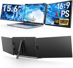 Extensor de tela de 15,6 polegadas para laptop, monitor portátil FHD 1080p IPS para laptop, monitor estendido triplo duplo compatível com laptops Windows, Mac, Android, Chrome de 13 a 17