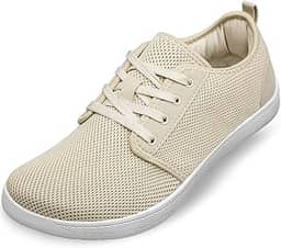 Tênis feminino de bico largo, minimalista, descalço zero queda, feminino, largura, tênis de corrida para trilha, confortável, leve, Bege, 9 Wide