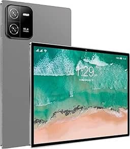 Q&F Tech Tablet Android De 10,1', Com Wi-Fi 4G Para Estudo, Jogos E Vídeos, Navegação Na Internet, Suporte Dois Cartões Sim Em Modo Espera, 8 Núcleos/Bluetooth/Gps, Tela Ips Hd Cinza