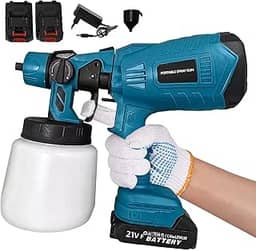 21V Pistola de Pintura Elétrica Portátil, 800ml Pulverizador de Tinta, 2 Baterias Ferramentas Eletricas, Pulverizador Manual para Projetos Domésticos