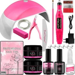 Kit Unha Gel Acrigel Fibra Para Iniciantes Completo Cabine estufa de Unhas e lixadeira elétrica Manicure Profissional