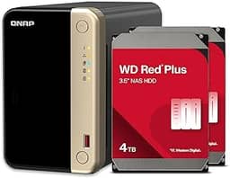 QNAP TS-264-8G-24WD-US NAS de desktop de alto desempenho com 2 compartimentos com capacidade de armazenamento de 4 TB, pacote HDD RAID1 WD Red Plus pré-configurado
