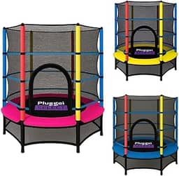 Pula Pula Cama Elástica Trampolim Grande Criança Infantil Adolescente Brinquedo 1,55m Suporta Até 80kg c/Rede de Proteção Quina Acolchoada Entrada c/Zíper Amarelo/Azul/Rosa - Lojas Tahara