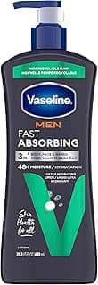 Vaseline Men Loção 3 em 1 para rosto, mãos e corpo para homens, para pele seca, absorve em apenas 15 segundos para pele hidratada 575 g