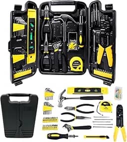 Kit de Ferramentas com 126 Peças e Maleta – Inclui Chaves Hexagonais, Alicates, Martelo, Estilete, Pontas de Fenda e Mais – Ideal para Reparos, Montagens e Manutenção Residencial