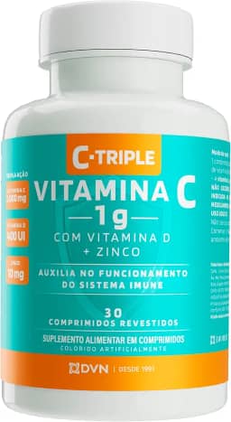 Vitamina C 1g + D 400 ui + Zinco 10mg 30 Comprimidos - C-Triple - Imunidade e Antioxidante