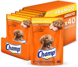 Pack Ração Úmida Champ Sachê Cães Filhotes Sabor Caseiro Frango 85g - 40 unidades