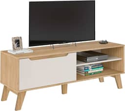 Rack para Tv ate 60" com porta basculante LOTUS cor Carvalho com Off White - Artely