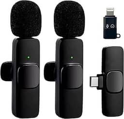 Microfone de Lapela Sem Fio Premium para Celular e PC com 2 Unidades – Bluetooth, Redução de Ruído, Compatível com iPhone, Android USB-C, Câmera DSLR, YouTube, Entrevistas, Vídeos