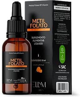 Vitamina B9 Metilfolato em Gotas Sublingual 30 mL ELLYM NUTRITION Sabor Laranja O Ácido Fólico Auxilia na Formação do Tubo Neural do Feto Durante a Gravidez