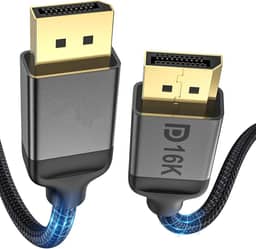 Cabo DP 2.1 de 16K, cabo DisplayPort 2.0 [16K@60Hz, 10K@60Hz, 8K@120Hz, 4K@240Hz 165Hz 144Hz] Suporta 80Gbps, HDCP DSC 1.2a, HDR10 FreeSync G-Sync para PC de gráficos 3090, 3 pés