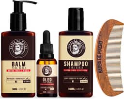 Kit de Barba Grande Shampoo Balm Oleo e Pente Barba de Macho Cor:Kit 1 Pente Curvo