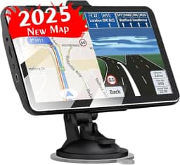 Navegador GPS para carro 2,5D 2024, tela sensível ao toque de 17,8 cm, GPS de caminhão, motoristas comerciais, comandos de voz real, direção de giro, alerta de câmera de velocidade de aviso de