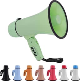 Pyle Megafone Bullhorn de 20 W - portátil, sirene automática e volume ajustável, alcance de projeção de até 400 jardas quadradas, entrada auxiliar, talk, sirene, música, apito e gravação, alça de