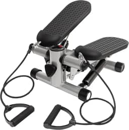 Mini Stepper com Elásticos de Resistência – Exercício Aeróbico e Musculação – Compacto e Silencioso
