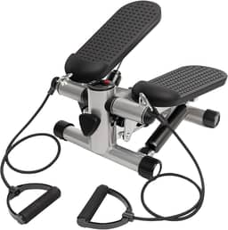 Mini Stepper com Elásticos de Resistência – Exercício Aeróbico e Musculação – Compacto e Silencioso