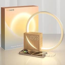 Vivilumens Despertador Sunrise para adultos com sono pesado, luz de despertar, auxílio de sono, 10 máquinas de som de ruído branco com temporizador 30/60/90, luminária de mesa sensível ao toque de 3