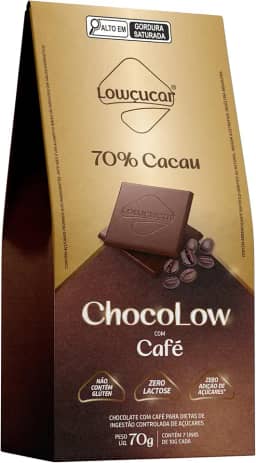Lowçucar Chocolate 70% Cacau com Café – Low Carb, Combinação Perfeita – 70g