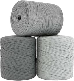 SYMEON Fio de Malha 1kg Ecologico Residual 140m Artesanato Crochê (Tons de cinza)