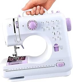 Máquina de Costura Doméstica Portátil – 12 Pontos de Costura – Bivolt 110/220 V, 2 Modos de Velocidades, Função de Costura Reversa, Iluminação por LED, Acionamento por Pedal + Kit de Acessórios