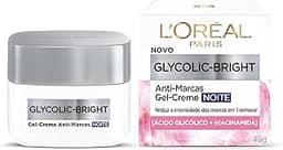 L'Oréal Paris Glycolic-Bright, Creme Anti-Marcas Noite com Ácido Glicólico e Vitamina E para Redução Visível de Marcas e Uniformização, Pele Radiante ao Acordar 49g