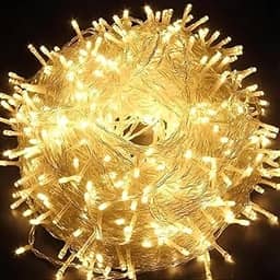 Cordão Pisca LED Branco Quente 10 metros - Decoração Natal, Festas, Jardins - Linha Premium Flexível e Durável para Ambientes Internos e Externos