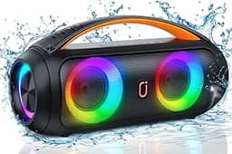 JYX Caixa de Som Bluetooth Portátil, Boombox Potente com Subwoofer, Som Alto e Graves Fortes, IP65 à Prova d’Água, para Festas, Praia e Acampamentos, Compatível com BT/TWS/USB/TF/AUX, Controle Remoto