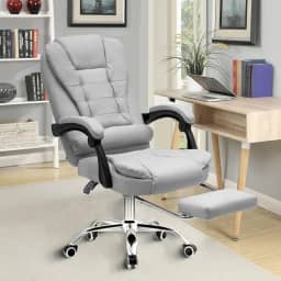 Cadeira de escritório presidente, cadeira de home office com apoio para os pés e encosto ajustável (Cinza)