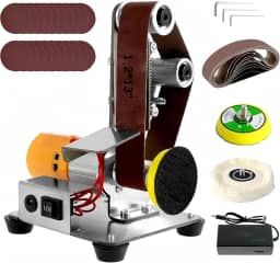 KZU Mini Lixadeira De Cinta Bancada, Afiador Facas Elétrico, Elétrica, Polidora E Máquina Lixar Para Marcenaria Metalurgia, 4000-9000 Rpm