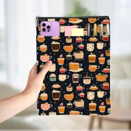 Bolo de café impresso para amantes de livros presentes, capa de livro à prova d'água para livros com bolso frontal com zíper acessórios para livros presentes para mulheres leitoras Natal formatura