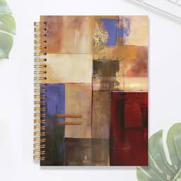 Abstract Yellow and Gray Notebook Journal, Mid Century Modern Artistic Notebook, Minimalist Contemporary Journaling, Spiral Notebook 5.5x8.3