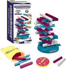 Shakewave – O melhor desafio de empilhamento de blocos de jogo. Empilhe rolos para formar uma torre tão alta quanto possível em uma base giratória sem fazer com que ela desmonte! Promove coordenação e equilíbrio entre olhos e mãos.