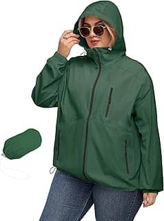 Casaco de chuva feminino plus size com capuz, impermeável, leve, embalável, para uso externo, GG-5GG
