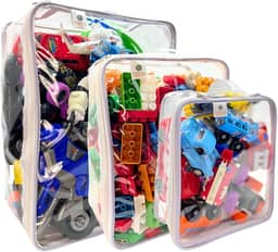 Kit 3 Organizador Brinquedos Ursinhos Carrinhos Empilhável Guarda Roupa C/Zíper Dobravél 1P + 1M + 1 G - bubag