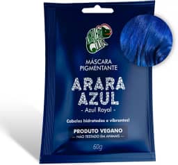 Kamaleão Color – Máscara Pigmentante Semi-Permanente - Cores Vibrantes e Hidratação Intensa – Low Poo, Vegano, Cruelty Free – Sachê 60g - Arara Azul