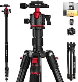 Tripé para câmera, tripés DSLR leves para viagens ao ar livre, tripé/monopé de alumínio, cabeça esférica de 360° removível, tripé para iPhone, iPad, DSLR, tablet com bolsa de transporte