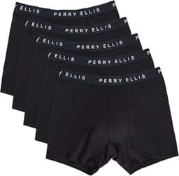 Roupa de baixo térmica Perry Ellis Cuecas boxer masculinas de algodão elásticas, sem etiqueta, sem enrolar, pacote com 5, Perry Ellis, Masculino