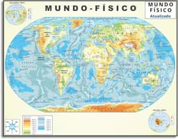 Mapa Mundi Físico Politico Escolar Poster Geográfico Continente